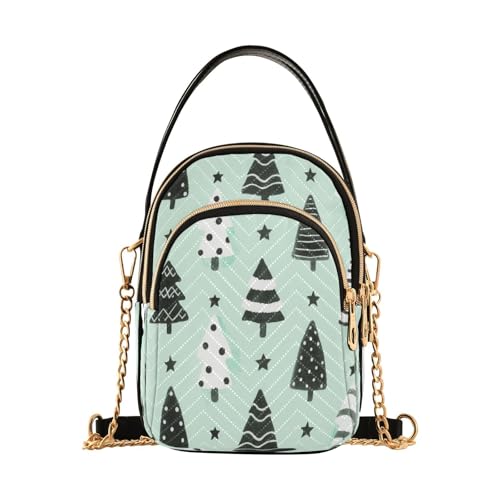 Amooorous Trendige Damen-Umhängetasche mit Aufschrift "Merry Christmas with Mint and Green Trees", mit mehreren Taschen, Handtasche für Damen Amooorous Trendige Damen-Umhängetasche mit Aufschrift "Merry Christmas with Mint and Green Trees", mit mehreren Taschen, Handtasche für Damen von Amooorous