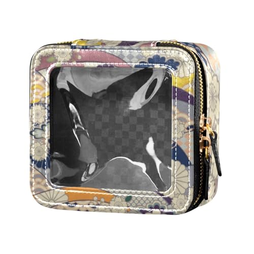 Amooorous Ukiyo-e Make-up-Tasche, traditionell, blau, japanisch, Blume, transparent, wasserdicht, Reise-Kulturbeutel, Nagellack-Organizer-Tasche für Damen, Traditionelle blaue japanische von Amooorous