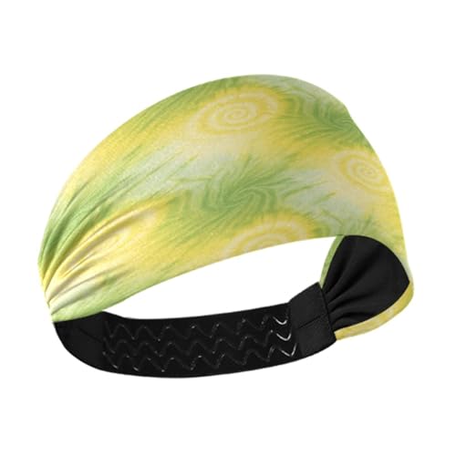 Amooorous Unregelmäßige Batikfärbung in gelblich-grünem kühlendem Lauf-Stirnband für Damen, elastische Tennis-Schweißbänder für Fitnessstudio, Radfahren, Workout, Diademas para ni?as von Amooorous