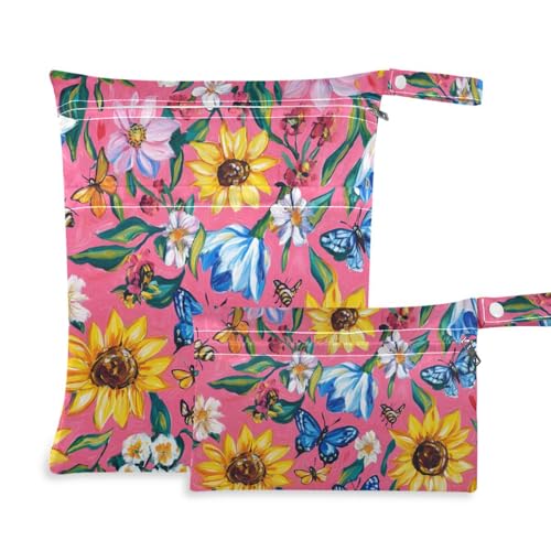 Amooorous Wäschesack für Ölgemälde mit rosa Blumen, mit Reißverschluss, 2 Stück von Amooorous