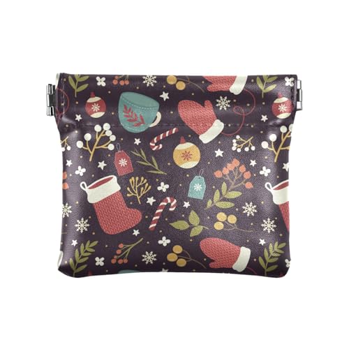 Amooorous Warme Frohe Weihnachten Niedliche Kinder Schneeflocke Geschenk Blume Damen Kleine Leder Münzbörse Geldbörse Niedlich Mini Kleingeld Geldbörse Münzfach für Männer Frauen Reisen, Warme Frohe von Amooorous