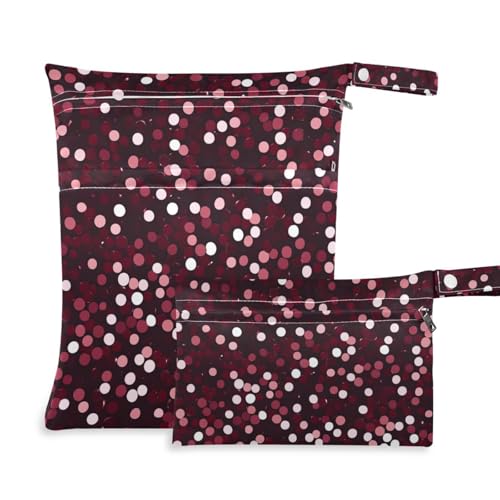 Amooorous Waschbare Turnbeutel mit künstlichen Pailletten, 2 Stück, Reiseutensilien für Babys, mit Griffen, für Fitnessstudio, Baden, Schwarz und Rot von Amooorous