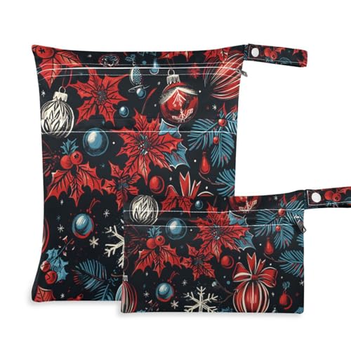 Amooorous Waschbare Weihnachts-Badeanzug-Tasche, 2 Stück, Reiseutensilien zum Fliegen, mit Griffen für Fitnessstudio, Baby-Windeln von Amooorous