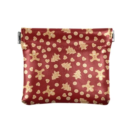 Amooorous Weihnachten Rot Lebkuchen Damen Leder Münzbörse Wasserdicht Mini Kosmetikkoffer für Frauen, Roter Lebkuchen, 1 size von Amooorous