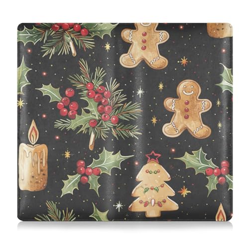 Amooorous Weihnachts-Lebkuchen-Premium-Leder-Auto-Registrierungsversicherung und Ausweishalter, perfekte Auto-Essentials Geldbörse für jedes Auto, LKW, Motorrad, Anhänger oder Boot, Weihnachtliches von Amooorous