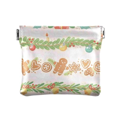 Amooorous Weiße Frohe Weihnachten Party Damen PU Leder Münzbörse Niedlich Mini Münzbörse Taschen für Frauen, Weiße Frohe Weihnachten Party, 1 size von Amooorous
