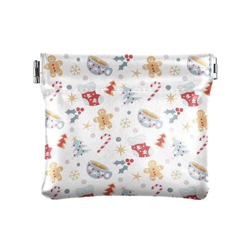 Amooorous Weiße Geldbörse für Damen, Motiv: Merry Christmas Party, Leder, einzigartiger Kartenschlüssel-Organizer für Frauen, Weiße Frohe Weihnachten Party, 1 size von Amooorous