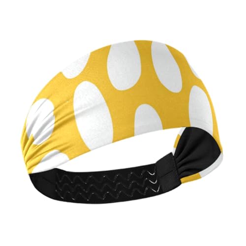 Amooorous Weiße Punkte auf gelbem Hintergrund, rutschfestes Haarband, elastische Schweißbänder für Basketball, Volleyball, Wandern, Bandas para el cabello von Amooorous