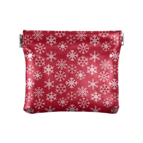 Amooorous Weiße Romantische Weihnachten Schneeflocke Damen Leder Münzgeldbörse Einzigartige Mini Geldbörse Geldbörse für Frauen, Weiße romantische Weihnachtsschneeflocke, 1 size von Amooorous