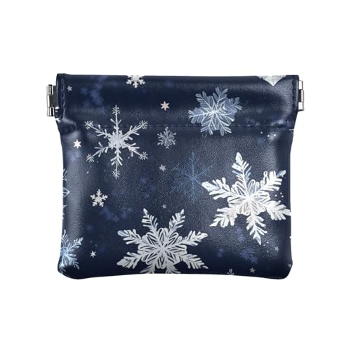 Amooorous Weiße Weihnachten Schneeflocke Damen Kleine Leder Münzbörse Tragbare Mini Münzbörse Taschen für Männer Frauen Reisen, Weiße Weihnachtsschneeflocke, 1 size von Amooorous