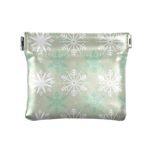 Amooorous Weiße Weihnachten Schneeflocke Damen Leder Münzbörse Tragbare Kleingeld Geldbörse für Frauen, Weiße Weihnachtsschneeflocke, 1 size von Amooorous