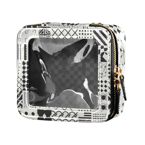 Amooorous Weißer Hintergrund mit einer Vielzahl von geometrischen Mustern, wasserdicht, transparent, Make-up-Tasche, Reisetasche, Kosmetiktasche, Organizer für Reisen, Weißer Hintergrund mit einer von Amooorous