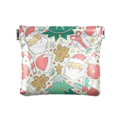 Amooorous White Merry Christmas Party Damen Leder Münzbörse Tragbar Kartenhalter für Frauen, Weiße Frohe Weihnachten Party, 1 size von Amooorous