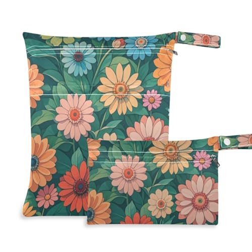 Amooorous Wiederverwendbare Turnbeutel mit Gänseblümchen, 2 Stück, Reiseutensilien zum Fliegen, mit Griffen zum Baden, Yoga von Amooorous