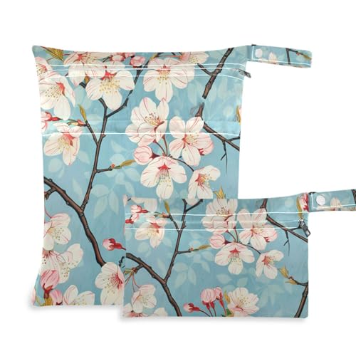 Amooorous Wiederverwendbare Turnbeutel mit japanischen Kirschblüten, 2 Stück, Reiseutensilien zum Fliegen, mit Griffen zum Baden, Pool von Amooorous