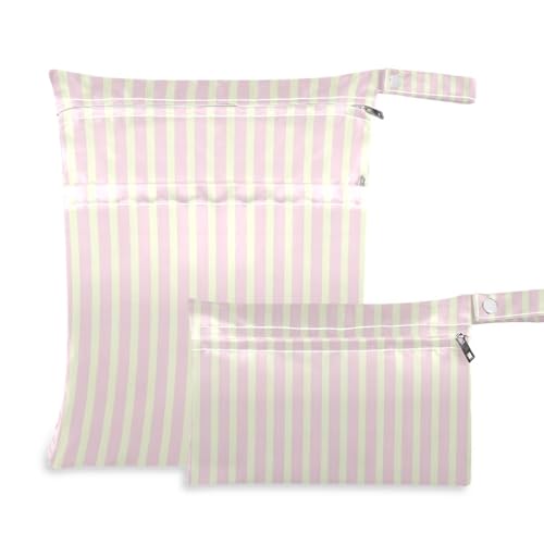 Amooorous Wiederverwendbare Wickeltasche mit vertikalen Streifen, 2 Stück, Reiseutensilien für Babys, mit Griffen für Pool, Strand von Amooorous