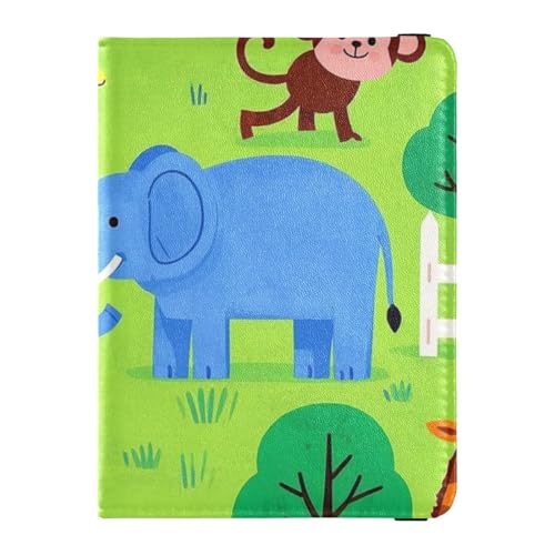 Animal Zoo Giraffe Elefant Affe Leder dekorative Reisebrieftasche Damen Reisepasshülle Impfpass Hülle Combo Reisepasshülle wasserdicht, Tierzoo Giraffe Elefant Affe, 1 size von Amooorous
