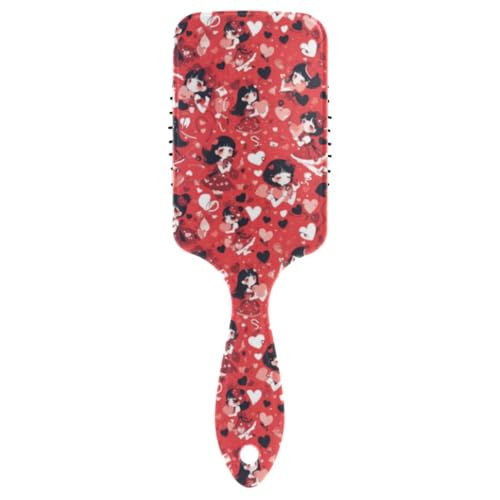 Anime Girl Valentine freundliche Bürsten für schwarze Frauen. Nass- und Trockenbürste für dünner werdendes Haar mit ergonomischem Griff von Amooorous