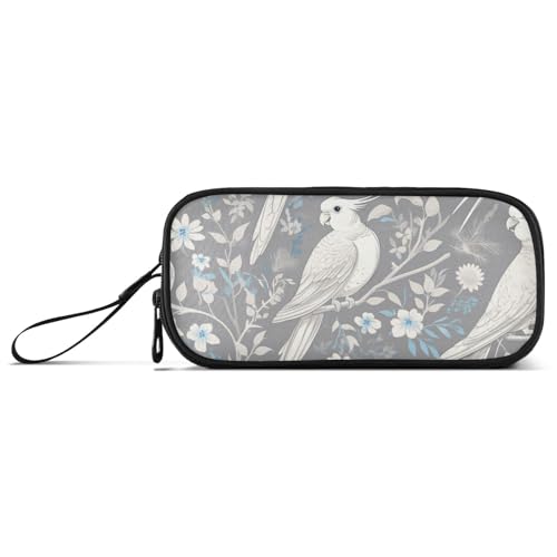 Anmal Papageienherz, grau-weiß, Nylon, großes Fassungsvermögen, großes Federmäppchen, Schreibwaren-Tasche für elementare Erwachsene von Amooorous