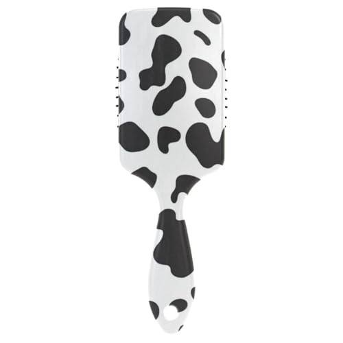 Antistatische Haarbürste für Damen, mit Kuh-Leopardenmuster, Kopfmassagegerät für nasses Haar, mit ergonomischem Griff, Weiß / Schwarz von Amooorous