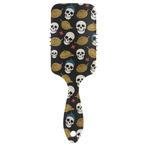 Antistatische Haarbürste mit weißem Totenkopf für schwarze Frauen, Kopfmassagegerät für kurzes Haar mit ergonomischem Griff, Cepillo Anti-Frizz para cabello von Amooorous