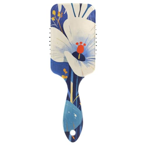 Antistatische Haarbürsten für schwarze Frauen, Kopfmassagegerät für glattes Haar, mit ergonomischem Griff, Motiv: blaue Blätter, mit Blumen-Motiv Antistatische Haarbürsten für schwarze Frauen, Kopfmassagegerät für glattes Haar, mit ergonomischem Griff, Motiv: blaue Blätter, mit Blumen-Motiv von Amooorous