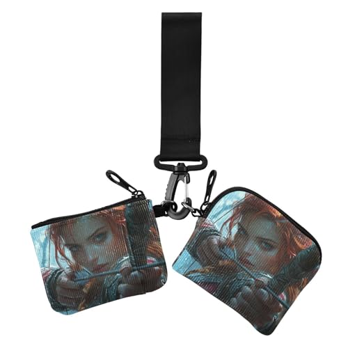 Archers Game Anime Girl Red Dual Wristlet Wallets for Women Small Detachable Women Credit Card Case Coin Purse with Zipper Pocket for Ladies 2 Packs, Bogenschützen Spiel Anime Mädchen rot, 1 size von Amooorous