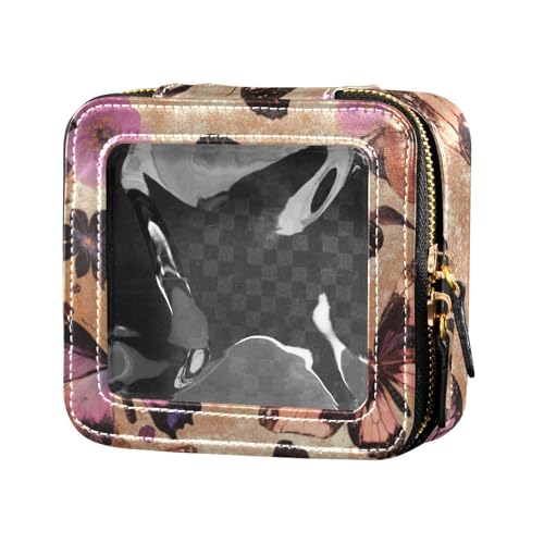 Art Geranium Butterfly Rose Gold Mini Clear Makeup Bag Clear Small Cosmetic Bag for Purse Makeup Organizer for Traveling von Amooorous