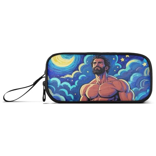 Art Star Muscle Man Nylon Großes Federmäppchen Federmäppchen Große Kapazität Mesh Stifteetui Schreibwaren Tasche für Mittelschule Mädchen von Amooorous