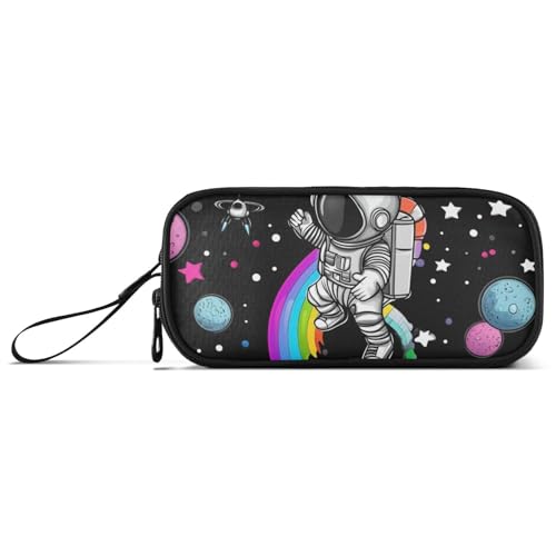 Astronaut Rainbow Planet Nylon Federmäppchen College Große Kapazität Slot Federmäppchen Schreibwaren Organizer für elementare Teenager Mädchen von Amooorous