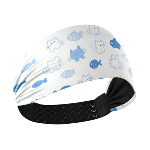 Baseball-Stirnband mit niedlichen Cartoon-Katzen, feuchtigkeitsableitend, elastisches Schweißband für Sport, Radfahren, den täglichen Gebrauch, Vendas para el pelo mujer von Amooorous