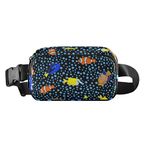 Bauchtasche für Damen und Herren, Motiv: tropische hawaiianische Fische, bunt, stilvoll, kleine Umhängetasche, Sporttasche mit verstellbarem Riemen für Reisen, Einkaufen, Laufen, Tropische von Amooorous