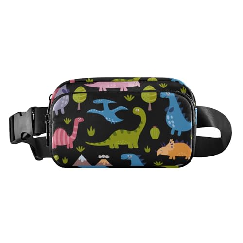 Bauchtasche mit buntem Cartoon-Dinosaurier-Motiv, für Damen und Herren, große Kapazität, Bauchtasche mit verstellbarem Riemen für Reisen, Einkaufen, Laufen, Bunte Cartoon-Dinosaurier, 1 size von Amooorous