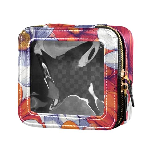 Beauty Mini-Make-up-Tasche mit Reißverschluss, Motiv: Frühlingsblumen, transparent, Mini-Make-up-Behälter für Damen von Amooorous