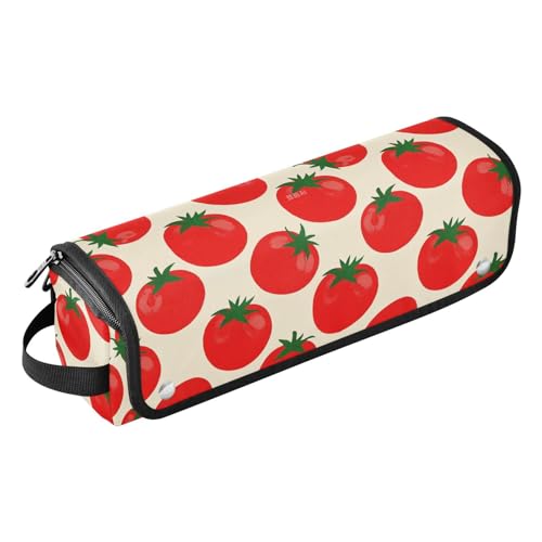 Beigefarbene Cartoon-Tomaten-Silhouetten, Haar-Werkzeug-Reisetasche für Damen, mit Eisenmatte, tragbarer Haarstyling-Werkzeug-Organizer für Glätteisen, Lockenstab, Haartrockner von Amooorous