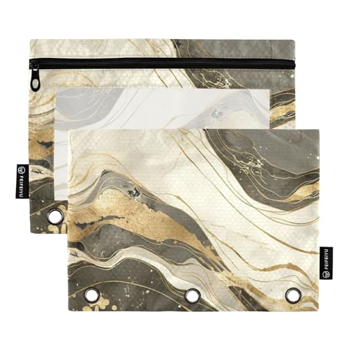 Bindertaschen mit Reißverschluss mit transparentem Fenster, luxuriöses Marmor-Textur, Federmäppchen mit Reißverschluss, transparentes Fenster und Ösen, 3-fach gelocht, Ordner für Bürobedarf Bindertaschen mit Reißverschluss mit transparentem Fenster, luxuriöses Marmor-Textur, Federmäppchen mit Reißverschluss, transparentes Fenster und Ösen, 3-fach gelocht, Ordner für Bürobedarf von Amooorous
