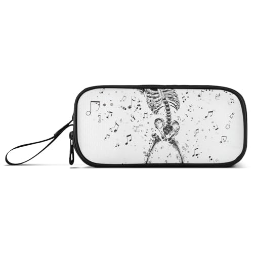 Black Note Totenkopf Nylon Federmäppchen für Teenager Große Kapazität Federmäppchen für Mädchen Schule Schreibwaren für High School Man von Amooorous