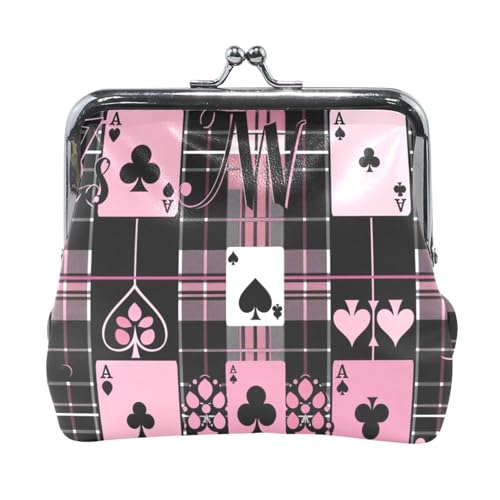 Black and Peach Poker Damen Kleine Leder Münzbörse Geldbörse Geldbörse Einzigartige Kleingeldbörse mit Verschluss für Männer Frauen Reisen von Amooorous