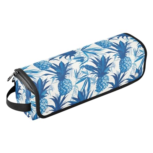 Blaue Ananas-Werkzeug-Reisetasche für Frauen mit herausnehmbarer hitzebeständiger Matte, tragbare Reise-Tragetasche für Glätteisen, Glätteisen, Lockenstäbe, tragbare Reiseutensilien von Amooorous