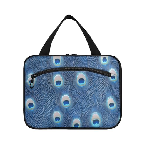 Blaue Reisetasche mit Pfauenfedern, zum Aufhängen, für Toilettenartikel mit Haken, Designer-Essentials, Make-up-Tasche für Damen, Rucksackreisen, Maletín para maquillaje L Blaue Reisetasche mit Pfauenfedern, zum Aufhängen, für Toilettenartikel mit Haken, Designer-Essentials, Make-up-Tasche für Damen, Rucksackreisen, Maletín para maquillaje L von Amooorous