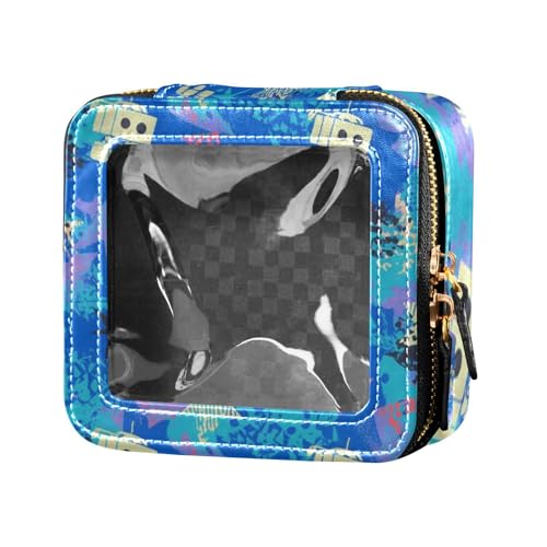 Blaue Roboter Make-up-Tasche, wasserdicht, Reise-Kulturbeutel, tragbarer Make-up-Organizer für Reisen von Amooorous