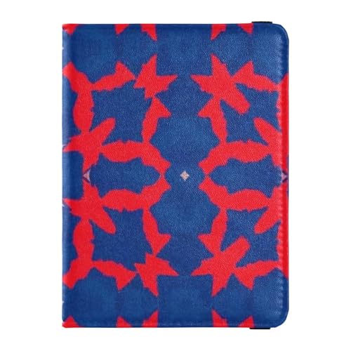 Blaue und rote Batikleder-Reisebrieftasche für Damen, Reisepasshülle, Reisedokumente, Organizer, Schutz, Reisepasshülle mit Impfkartenschlitz, wasserdicht, Blaue und rote Batikfärbung, 1 size von Amooorous