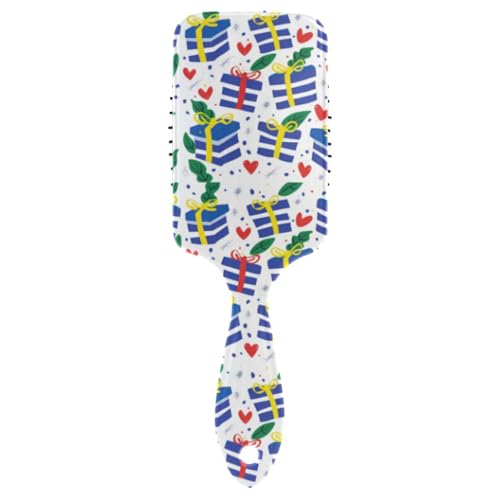 Blaue und weiße Streifen Geschenke, herzfreundliche Haarbürste für Herren, Kopfmassagegerät für langes Haar, mit ergonomischem Griff, Cepillo para cabello rizado von Amooorous