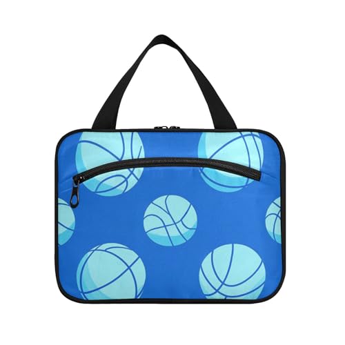 Blauer Basketball-Kulturbeutel für Herren, zum Aufhängen, mit Haken, Designer-Utensilien, für Damen und Herren, Reisen, Bolso de Maquillaje para Mujer L von Amooorous