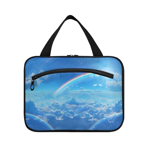 Blauer Himmel und Regenbogen hängende Reise-Kosmetiktasche für Damen mit Haken, kompakte Designer-Bürstentasche für Damen, Urlaub, Maleta para maquillaje L Blauer Himmel und Regenbogen hängende Reise-Kosmetiktasche für Damen mit Haken, kompakte Designer-Bürstentasche für Damen, Urlaub, Maleta para maquillaje L von Amooorous