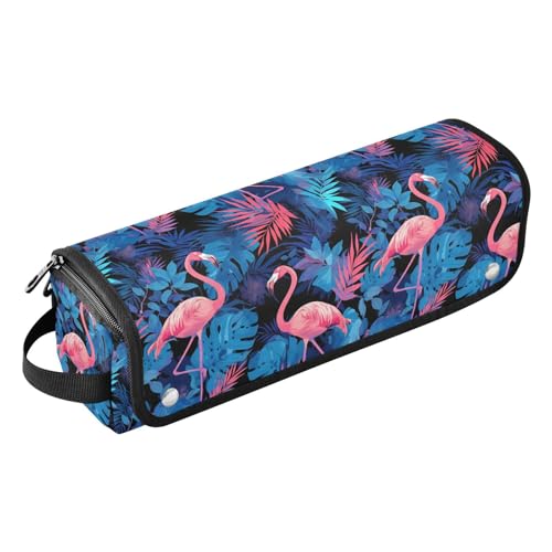 Blauer Regenwald-Flamingo-Haar-Werkzeug-Reisetasche für Frauen mit hitzebeständigem Pad, Lockenstab, Reisehalter, Aufbewahrungstasche für Flacheisen, heiße Werkzeuge und Haarpflegezubehör von Amooorous