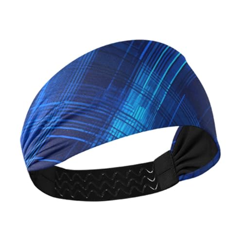 Blaues kariertes, rutschfestes, weiches Stirnband, elastisches Schweißband für Fitnessstudio, Basketball, Bandas, Para el Cabello Deportivas von Amooorous