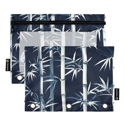 Bleistift mit klarem Fenster schwarz und weiß Federmäppchen große Kapazität 3 Ringe Federmäppchen Schulklasse Büro Veranstalter mehrfarbige 2 Stück von Amooorous