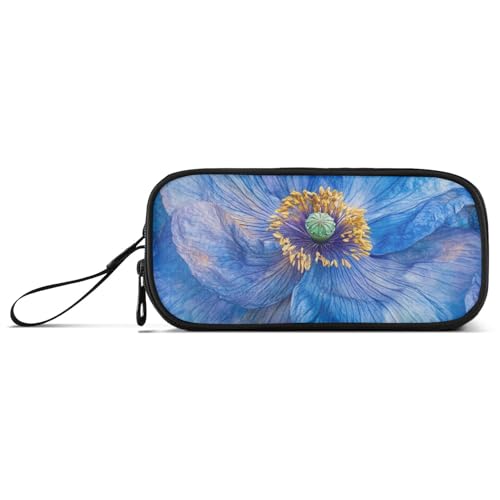 Blue Corn Poppy Nylon-Federmäppchen für die Schule, hohe Kapazität, College-Federmäppchen, Schreibwaren für College-Männer von Amooorous