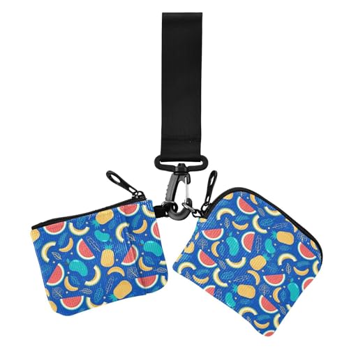 Blue Fruit Party Dual Wristlet Wallets for Women Large Capacity ID Card Holders Protector with Zipper Coin Pocket for Woman 2 Pcs, Blaue Fruchtparty, 1 size, Casual von Amooorous
